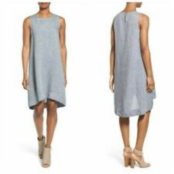 Eileen Fisher Dresses & Skirts - Eileen Fisher Organic Linen Chambray Petite Hi Low